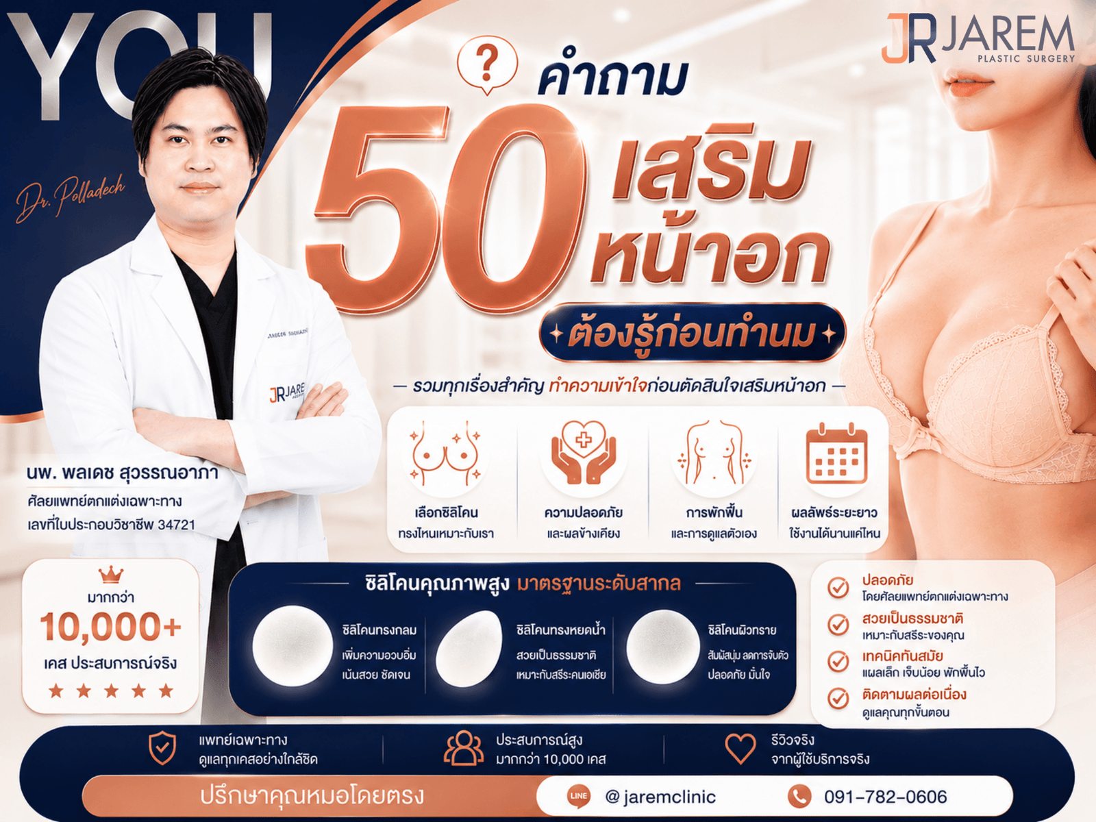 50 คำถาม เสริมหน้าอก ต้องรู้ก่อนทำนม | คุณหมอหลุยส์ Jarem clinic